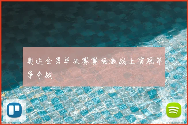 奥运会男单决赛赛场激战上演冠军争夺战